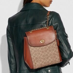 NWOT Coach Parker 16 Signature Convertible Backpack Rust